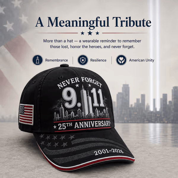 9/11 Never Forget 25th Anniversary Cap – Unisex Patriotic Memorial Hat🧢