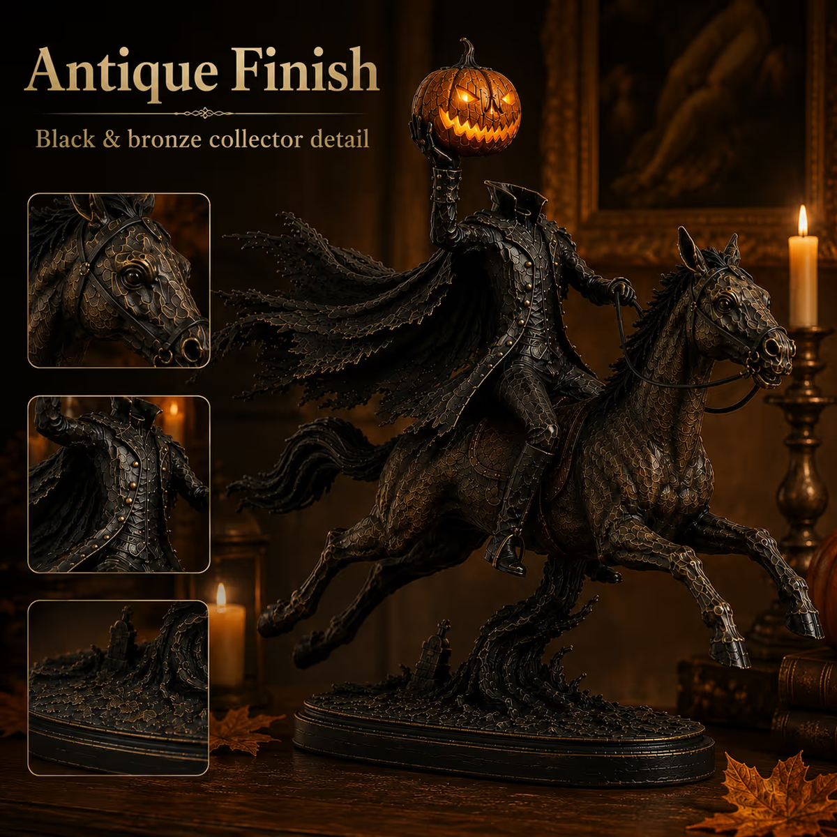 Midnight Chase Headless Horseman Statue
