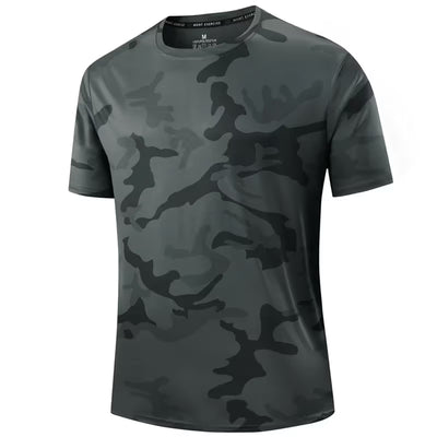 Men's Quick Dry Camo Sports T-Shirt – Moisture Wicking & Active Fit – Train in Style 💪
