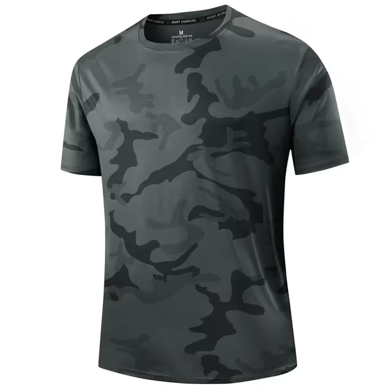 Men's Quick Dry Camo Sports T-Shirt – Moisture Wicking & Active Fit – Train in Style 💪